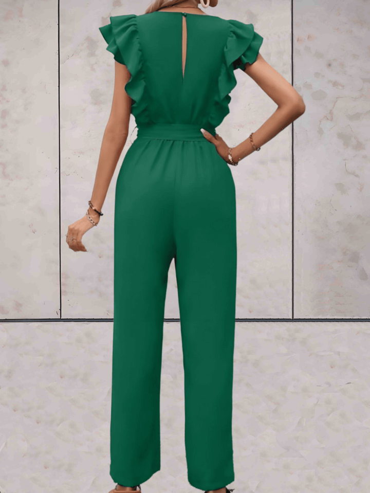 Women's Trendy V-Neck Ruffle Sleeve Jumpsuit