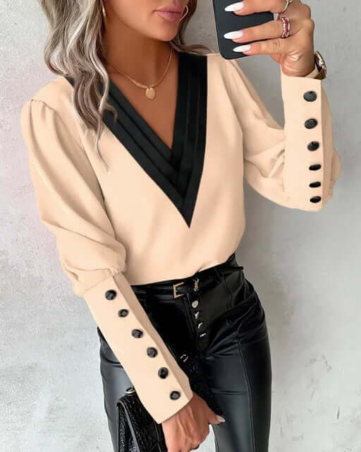 Women's V-Neck Elegant Blouse: Versatile & Comfortable Top