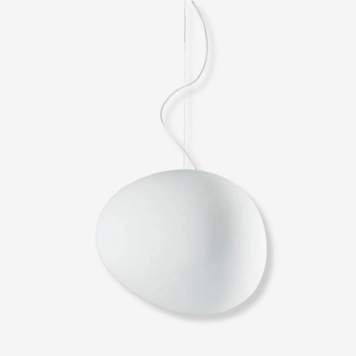 Elegant white glass globe pendant ceiling light with sleek design, ideal for modern decor, enhances dining rooms and lounges.
