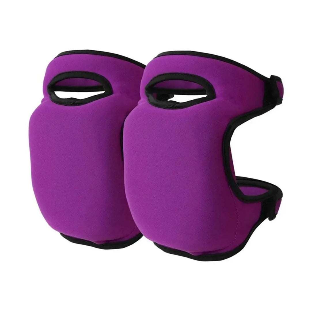 Ergonomic gardening knee pads with extra cushioning, contoured for comfort, shown in a durable, rugged design for outdoor use