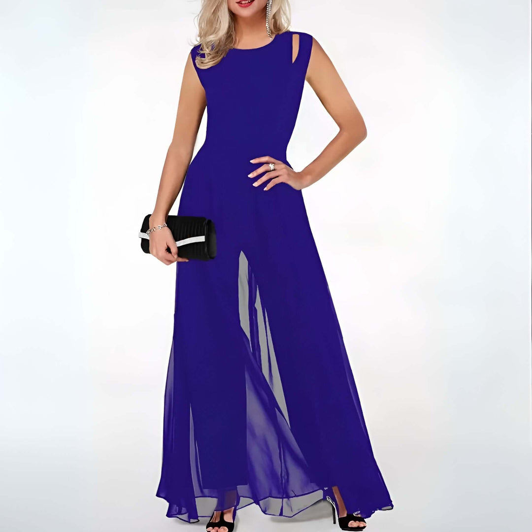 Women's Sleeveless Wide-Leg Jumpsuit with Cut-Out Detail