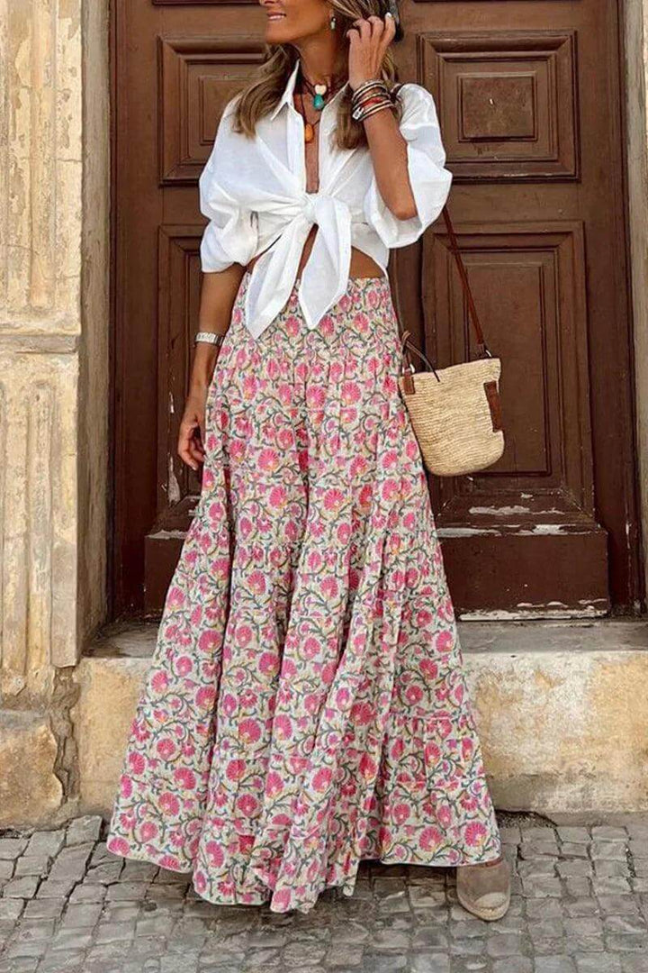 Women's Flowy Maxi Skirt with Elastic Waist