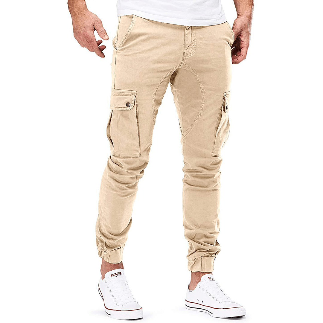 Men's Multi-Pocket Stretch Cargo Pants: Slim Fit, Breathable Trousers