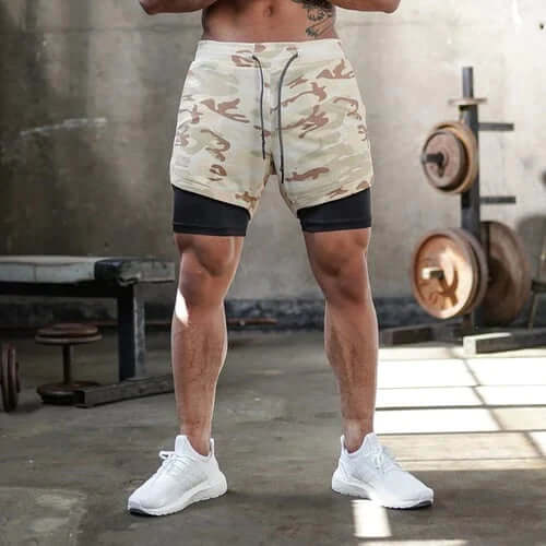 Men's Double Layer Fitness Shorts for Gym & Running