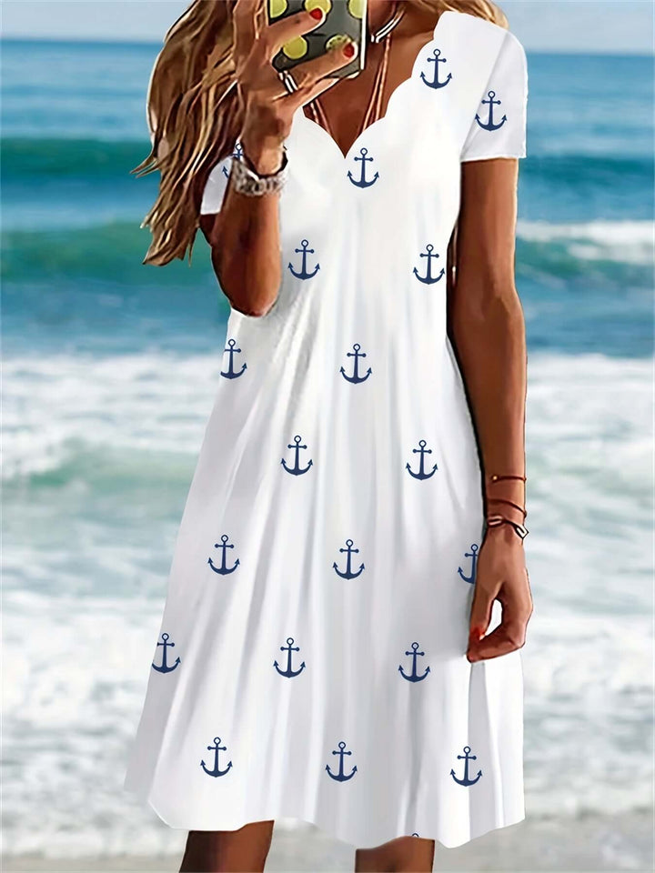 Floral Print V-Neck Midi Dress for Women