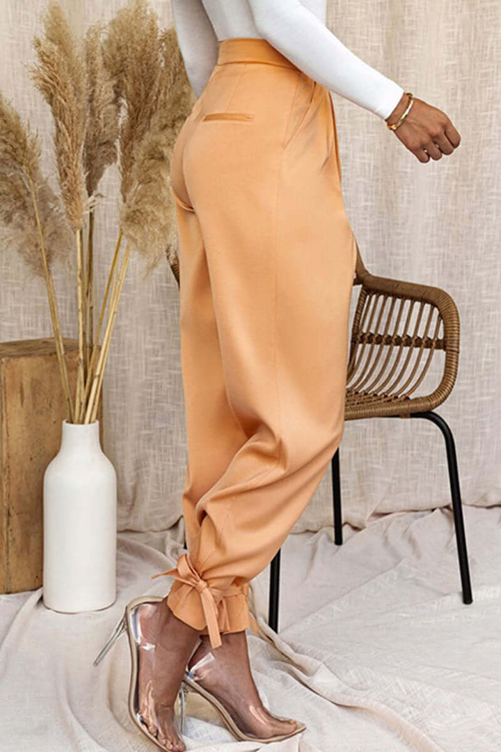 Women's High-Waisted Pleated Tapered Trousers