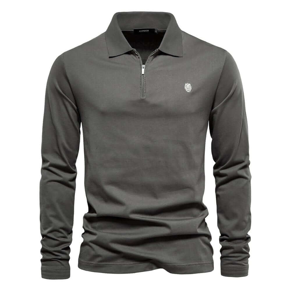 Men's Long Sleeve Polo Shirt: Smart Casual Half-Zip Top