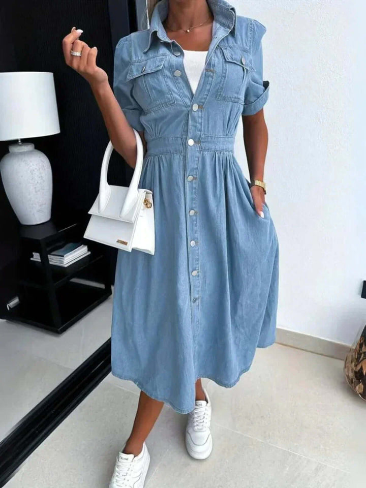 Stylish Denim Dress: Versatile Cotton Outfit