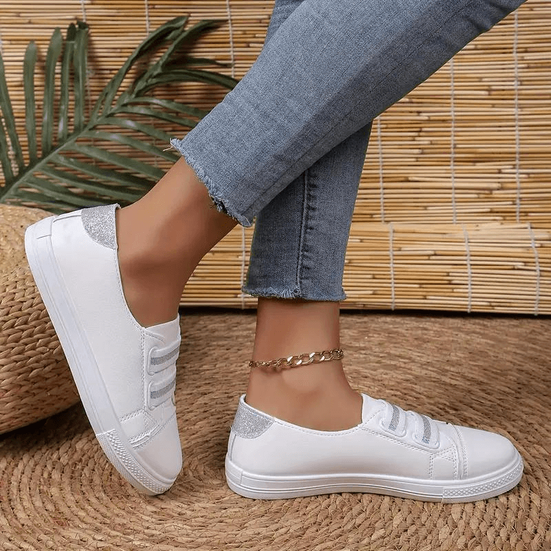 Women's Slip-On Sneakers: Elastic Band, Rounded Toe, Comfort