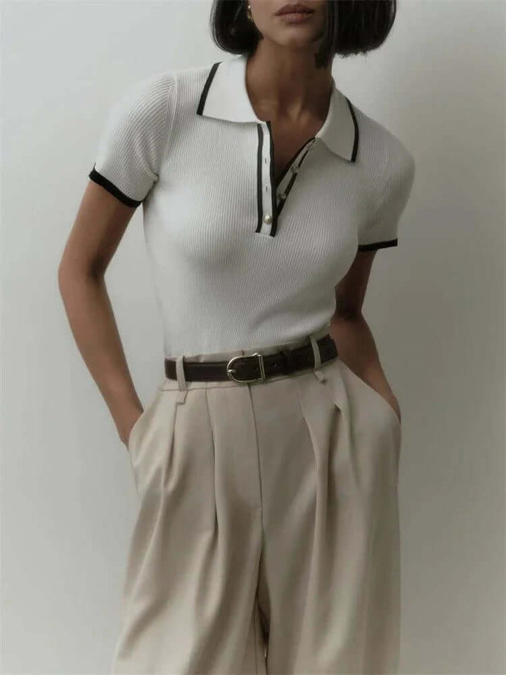 Knitted Short Sleeve Polo Shirt