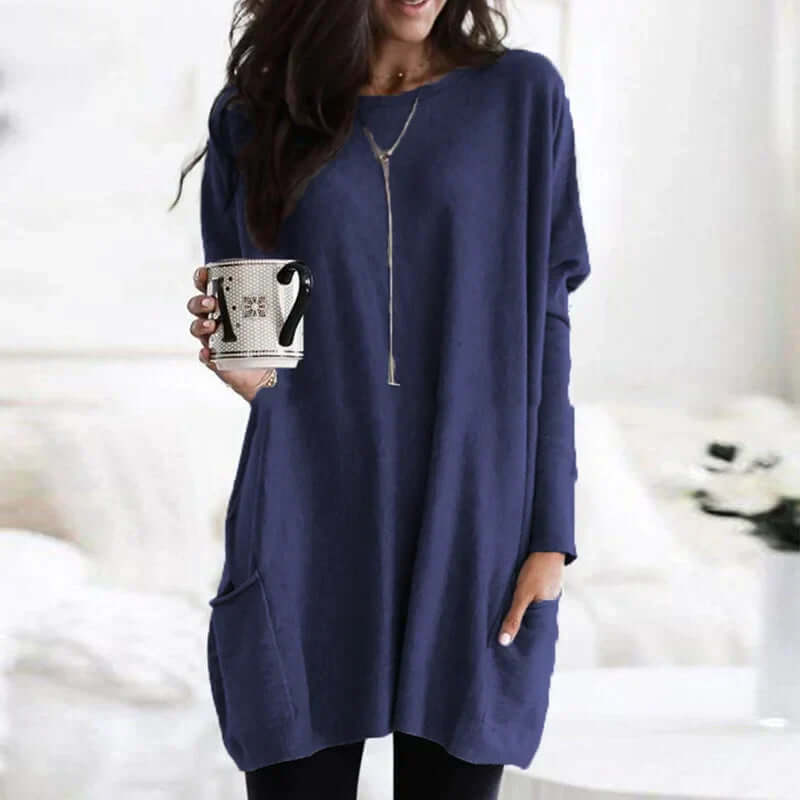 Women's Oversized Cotton Tunic Sweater: Relaxed Comfort