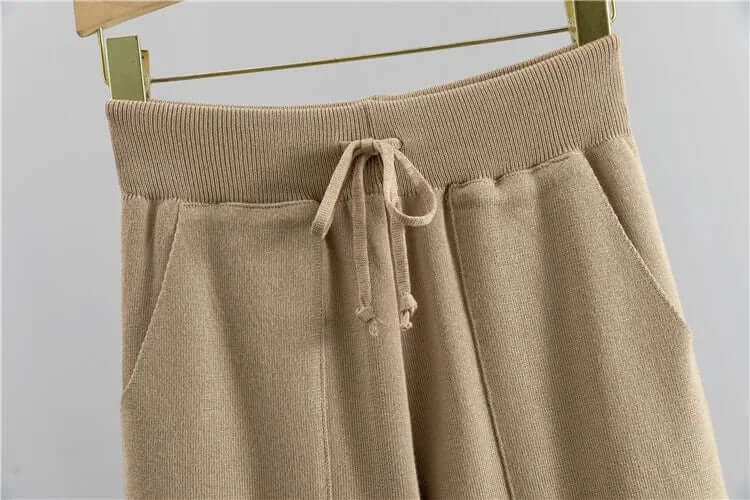 Women's Ribbed V-Neck Top & Harem Pants Set