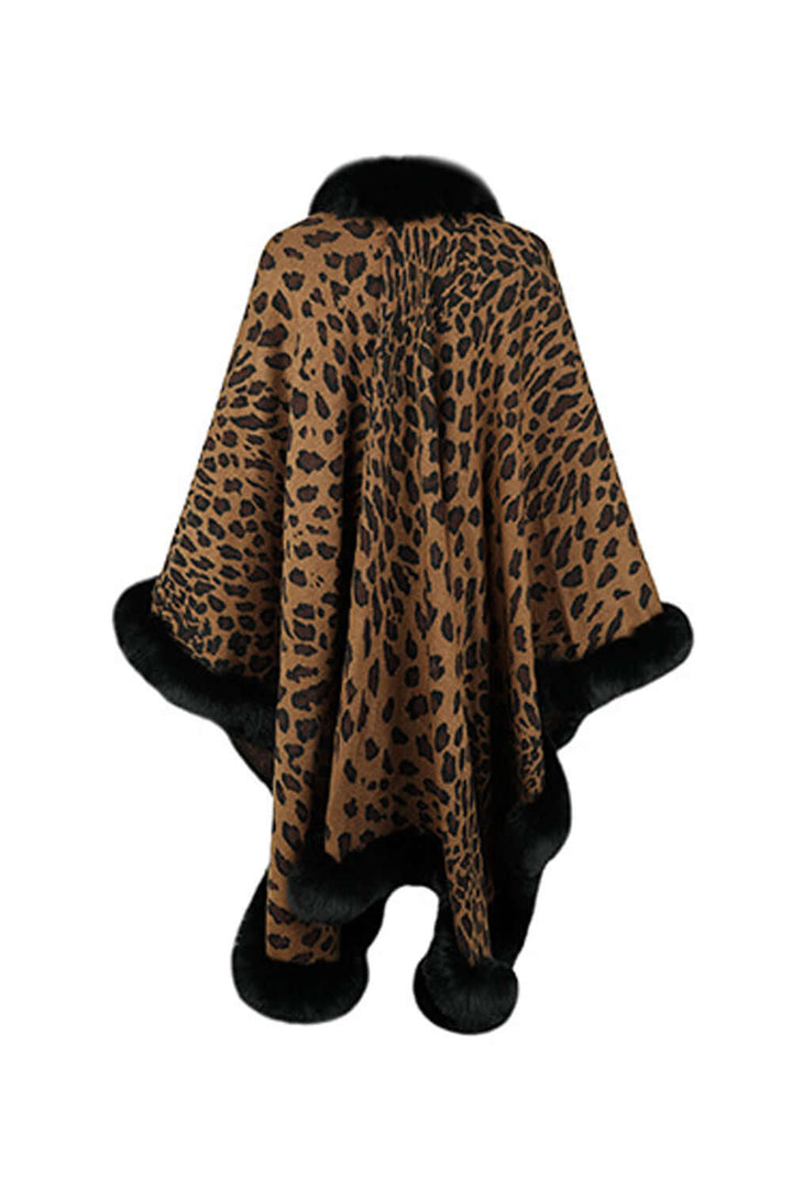 Women's Leopard Print Open Poncho - Stylish & Comfortable