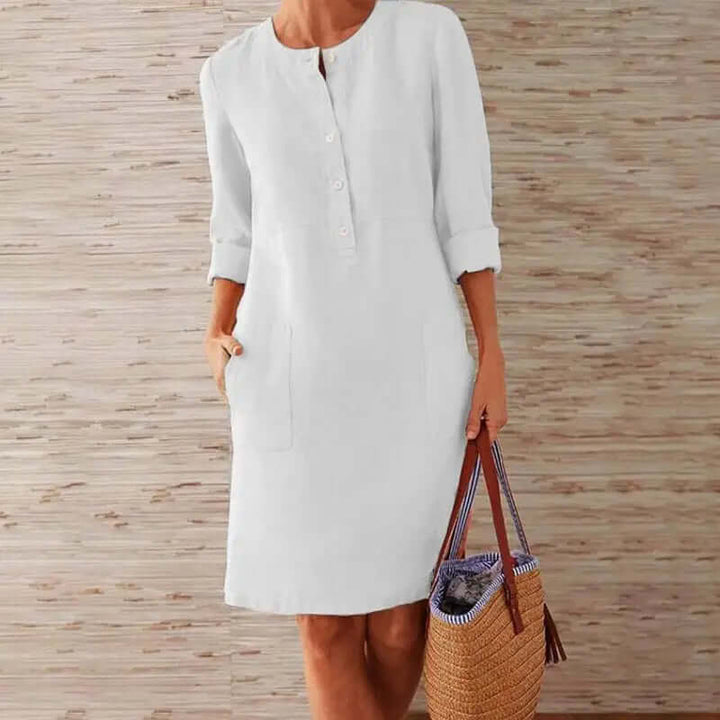 Women's Casual Midi Dress: Relaxed Fit 3/4 Sleeve Tunic