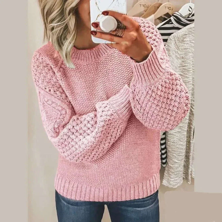 Women's Round-Neck Long-Sleeve Knit Sweater