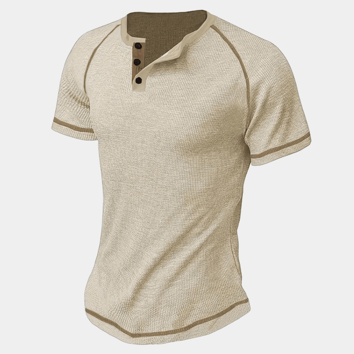 Men's Short Sleeve Henley Shirt: Breathable Cotton, Slim Fit