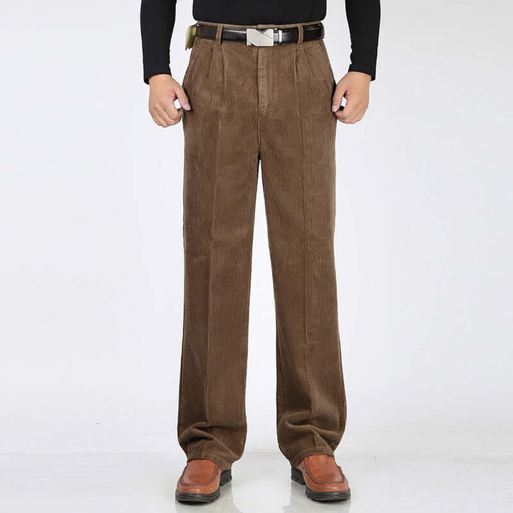 Men's Classic Fit Corduroy Trousers with Belt Loops