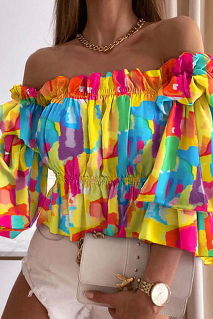 Women's Printed Off-Shoulder Summer Top