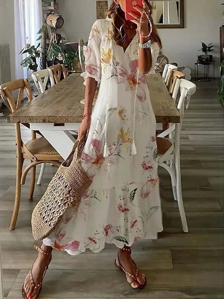 Women's Bohemian Maxi Dress: Flowy, Floral Summer Dress