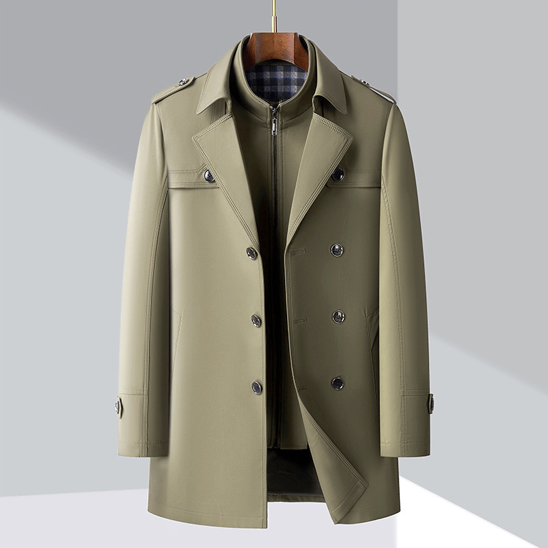 Men's Classic Trench Coat: Double-Breasted, Notched Lapel
