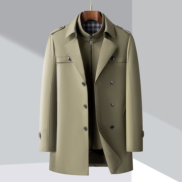 Men's Classic Trench Coat: Double-Breasted, Notched Lapel