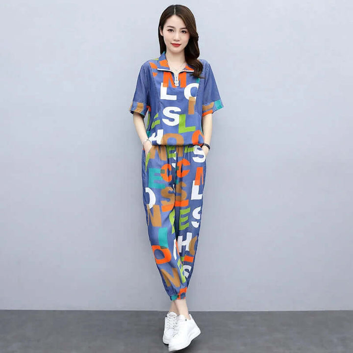 Women's Spring/Summer Casual Crop Top & Pants Set