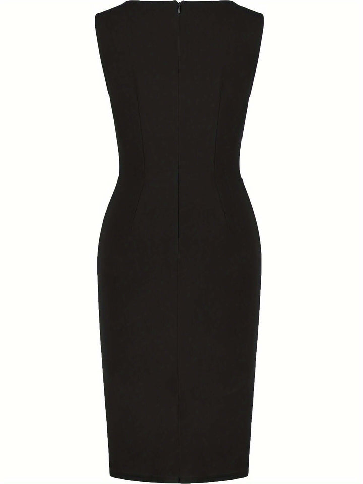 Asymmetrical Hem Pencil Dress: Stretch Knit, All-Season