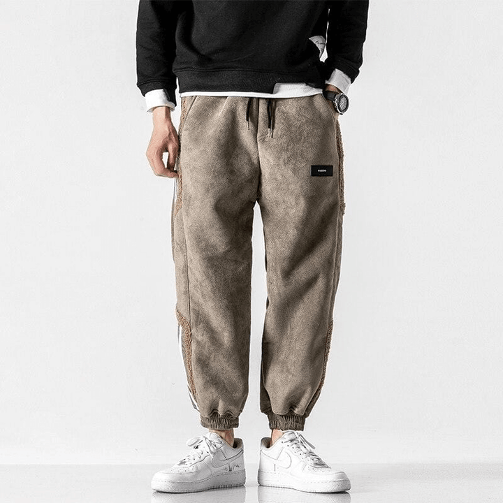 Men's Casual Fleece-Lined Joggers with Side Pockets