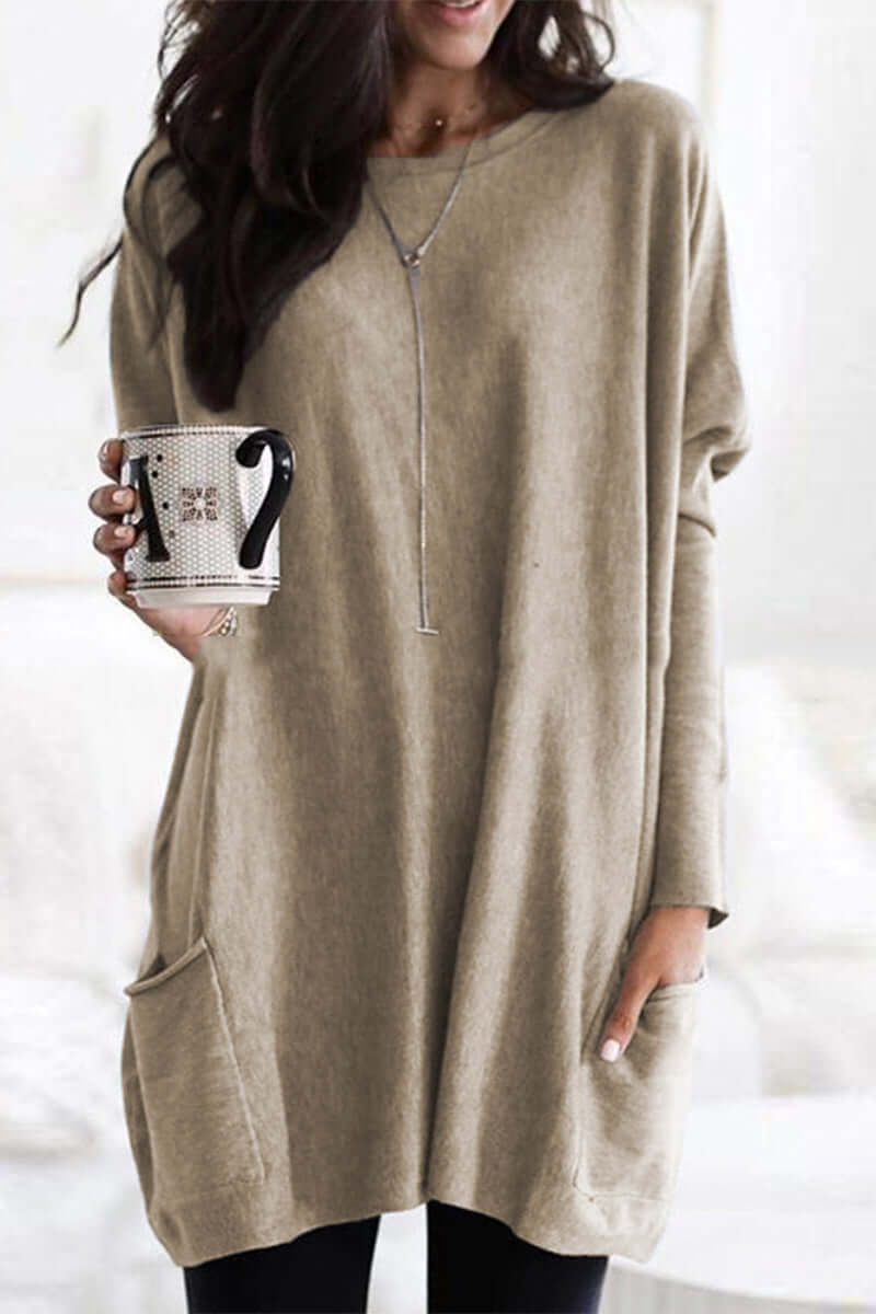 Women's Summer Pocket Top: Casual Round Neck T-Shirt