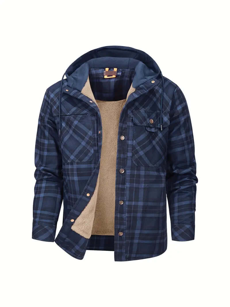 Men's Hooded Checked Regular Fit Jacket