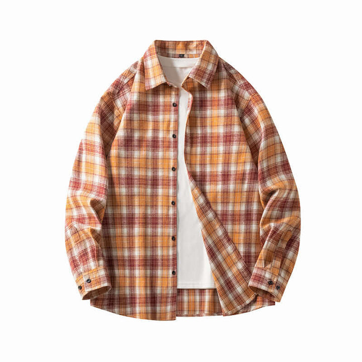 Men's Long-Sleeve Plaid Casual Shirt