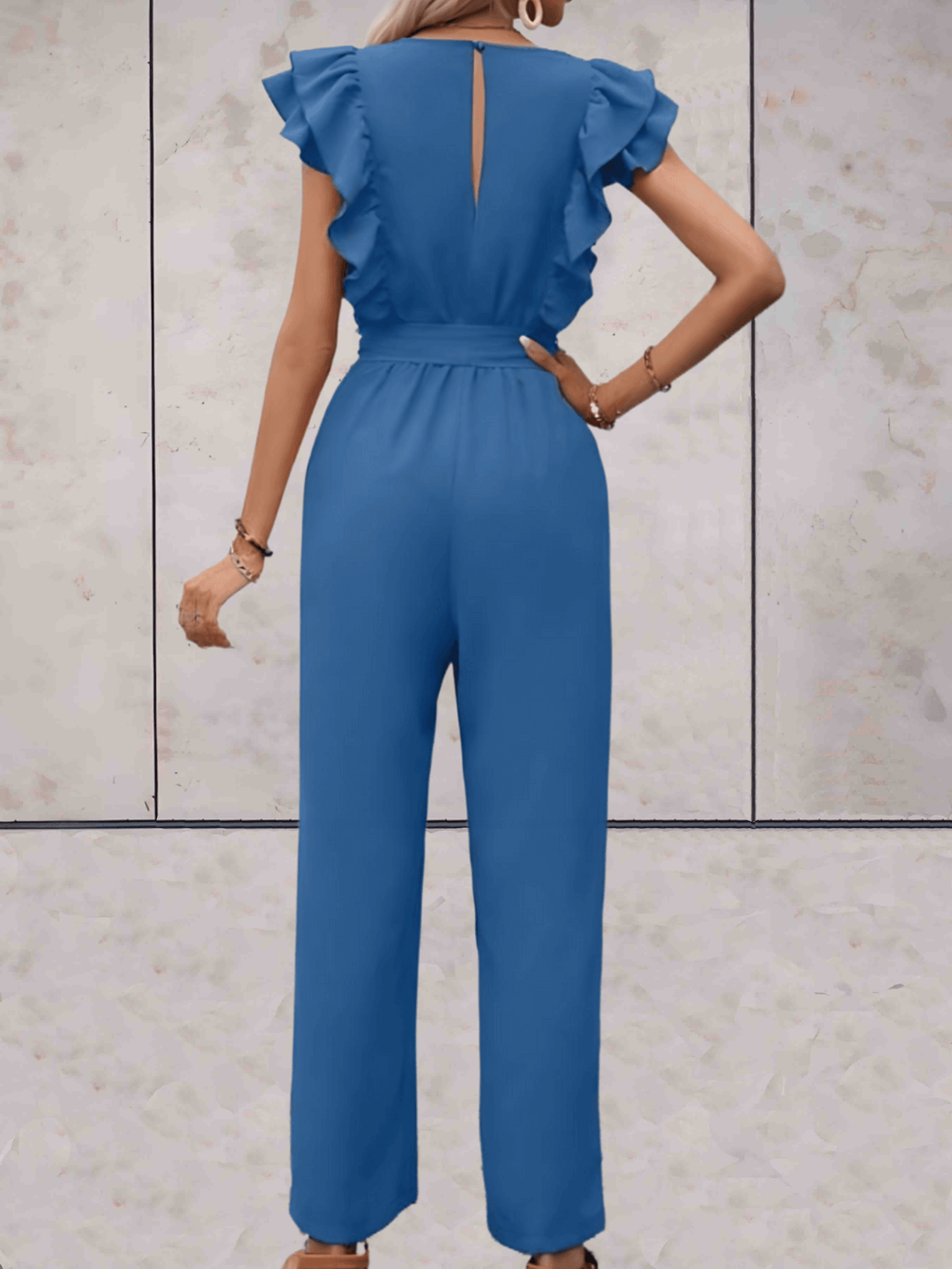 Women's Trendy V-Neck Ruffle Sleeve Jumpsuit