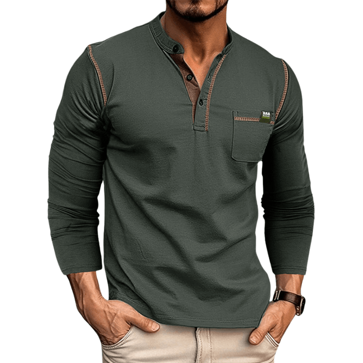 Men's Long Sleeve Henley Shirt: Casual Comfort & Style