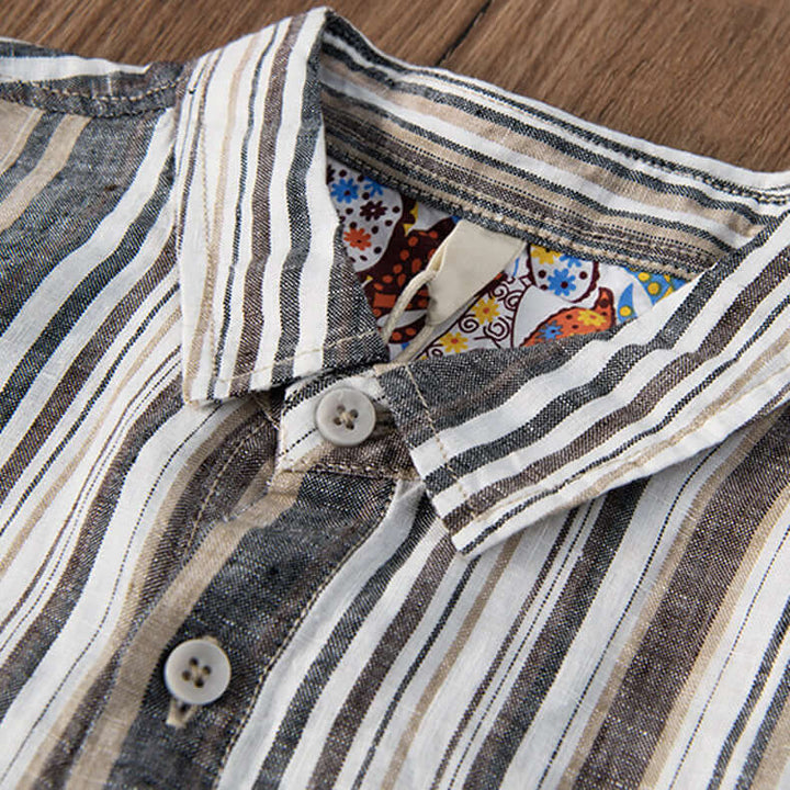 Men's Long Sleeve Striped Cotton Shirt: Regular Fit