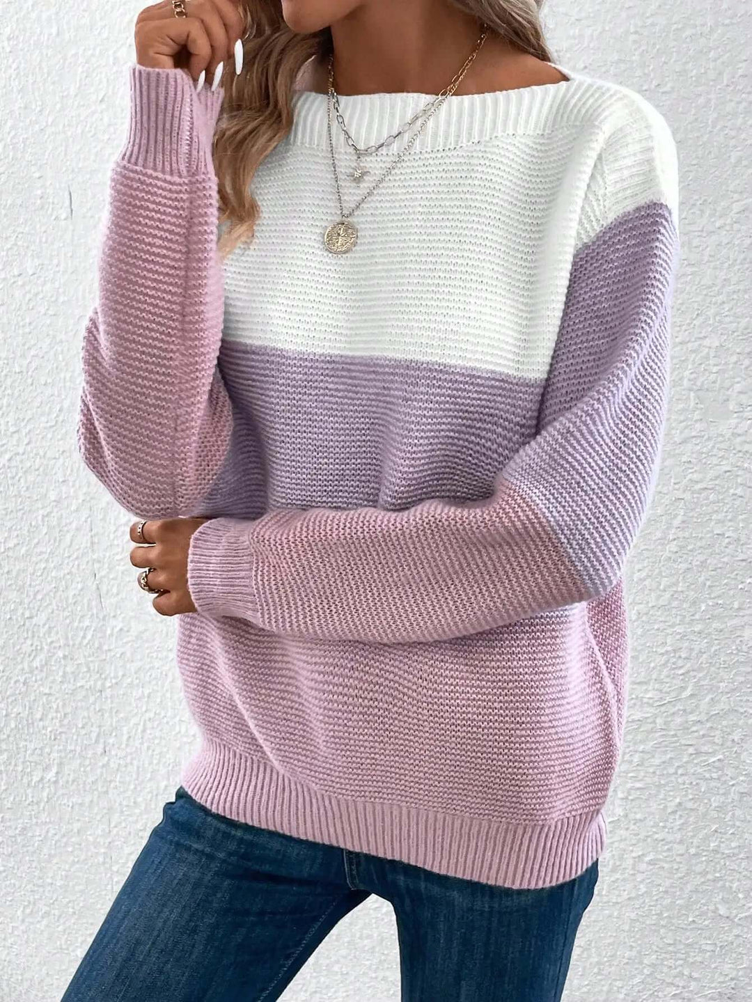 Women's Long Sleeve Round Neck Knit Sweater