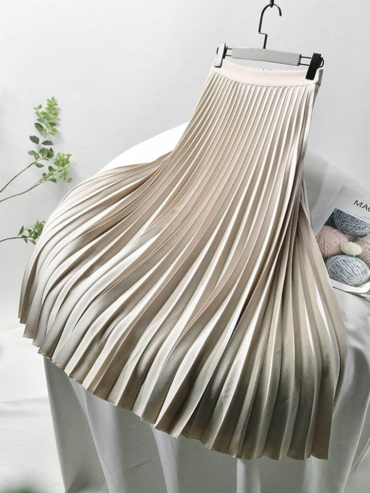 Women's High-Waisted Pleated Midi Skirt