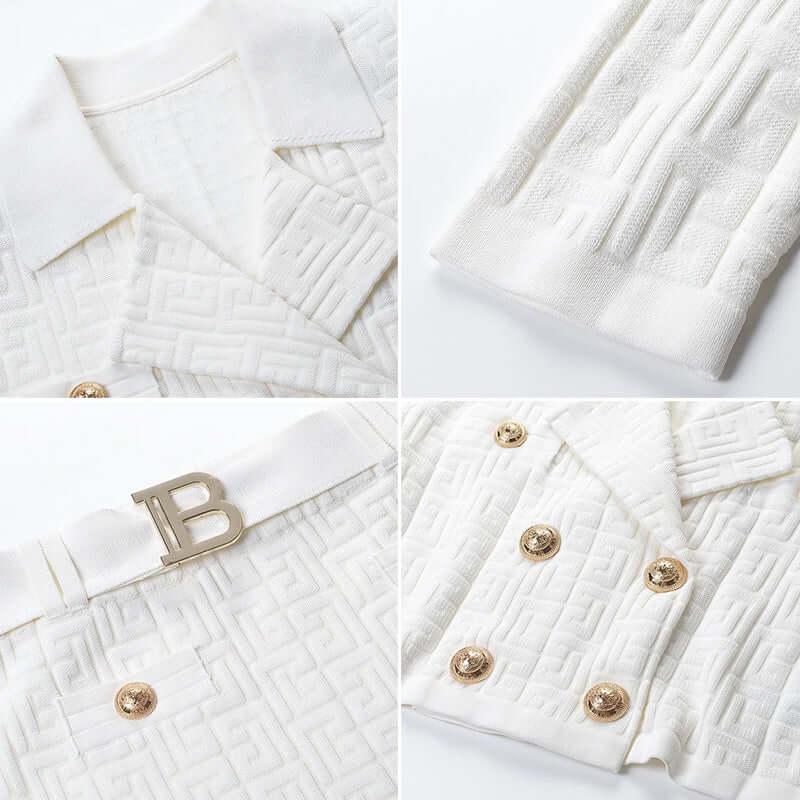 Women's Double-Breasted Top & Skirt Set