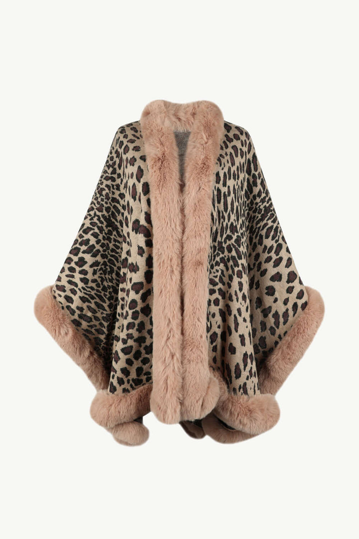 Women's Leopard Print Open Poncho - Stylish & Comfortable