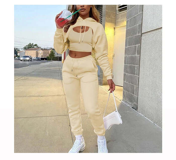 Women's 3-Piece Fleece Jogging Suit: Cozy & Stylish