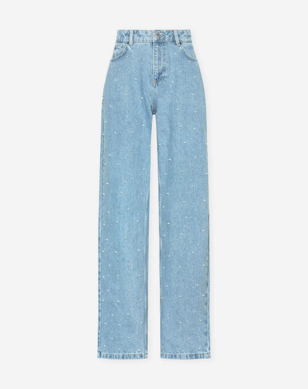 Women's Straight Leg Jeans with Embellished Stripe