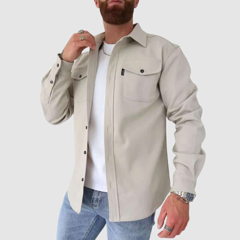 Men's Stylish Lapel Collar Shirt: Urban Streetwear
