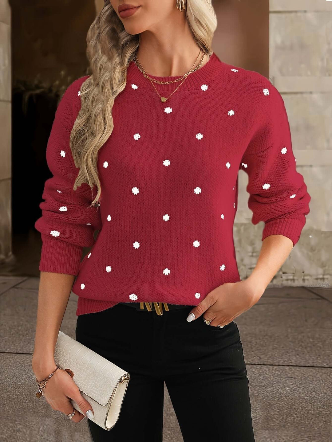 Polka Dot Knitted Sweater: Cozy & Stylish Winter Top
