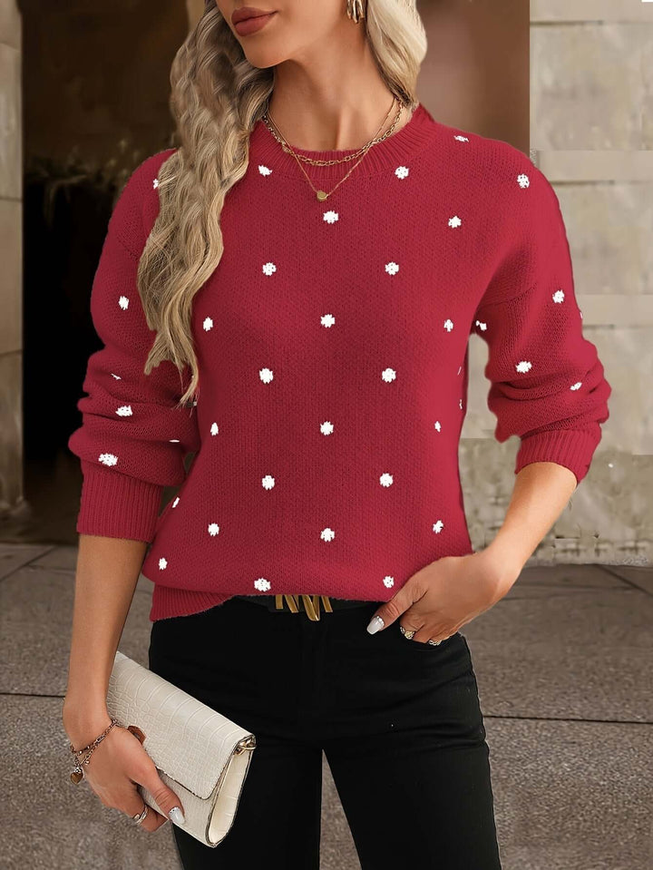 Polka Dot Knitted Sweater: Cozy & Stylish Winter Top