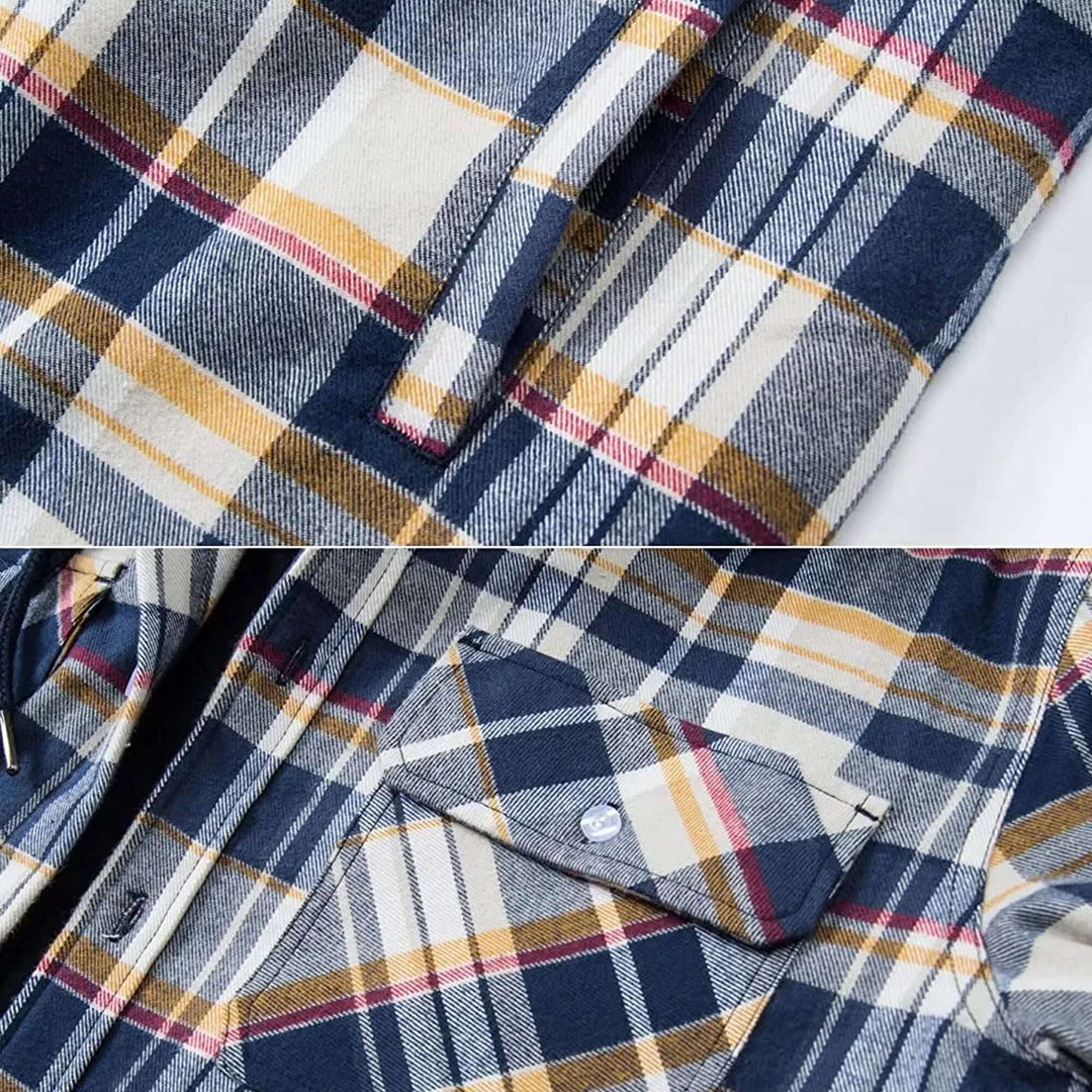 Men's Checked Long-Sleeve Casual Jacket