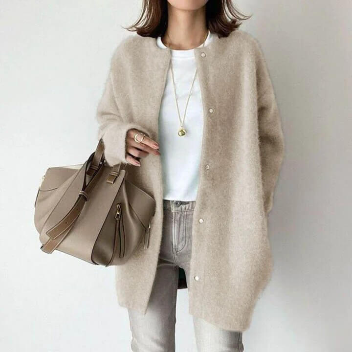 Women's Relaxed Knit Cardigan with Button Closure