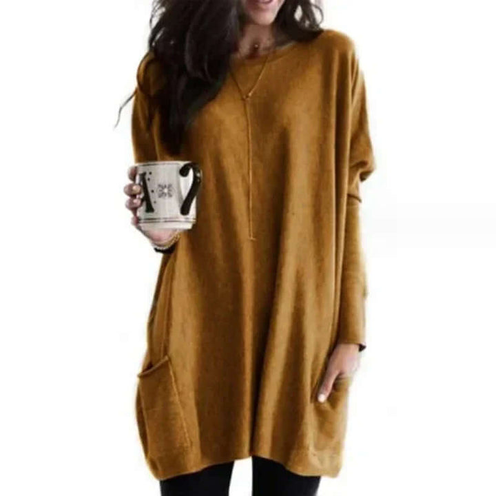 Women's Oversized Cotton Tunic Sweater: Relaxed Comfort