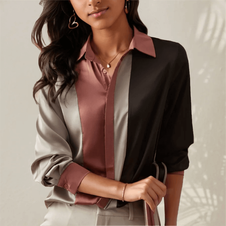 Women's Vintage Long-Sleeve Button-Up Blouse