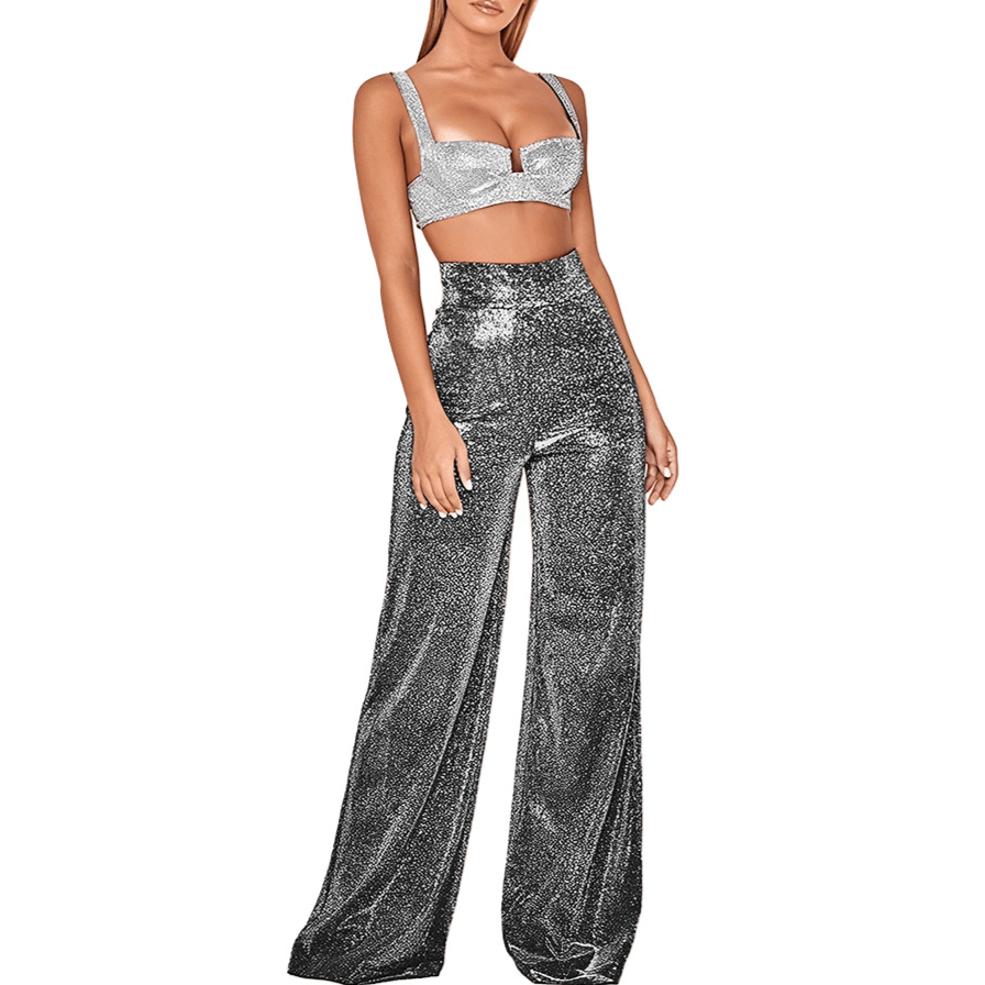 Women's Glitter Flare Trousers: Partywear