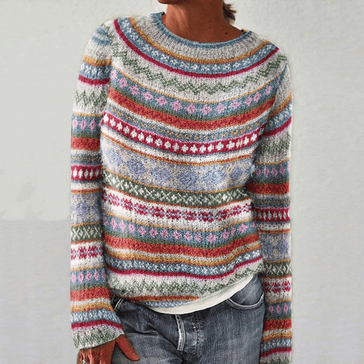 Women's Long-Sleeve Printed Knit Sweater
