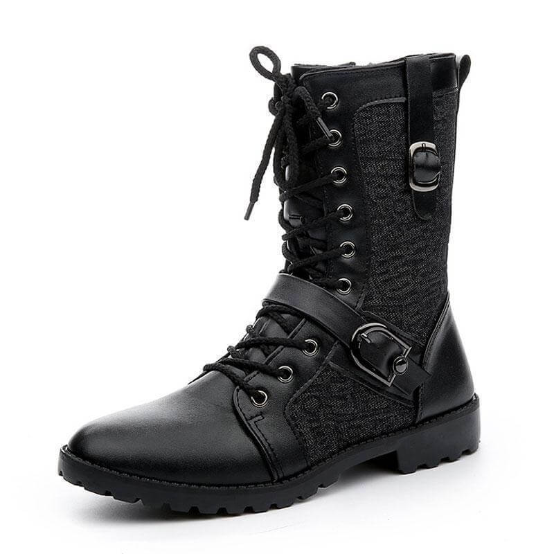 Men's Buckle-Fastening Lace-Up Boots